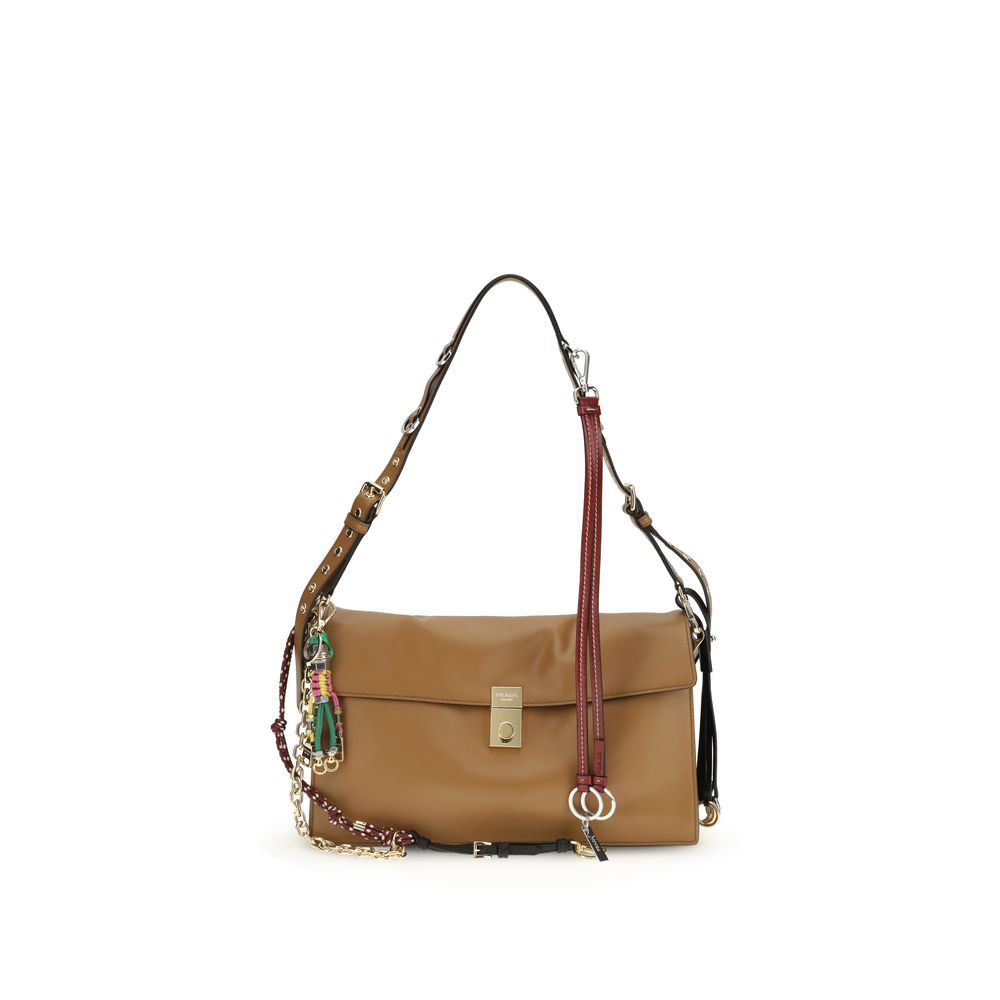 Prada Beige Calf Leather Shoulder Bag nan