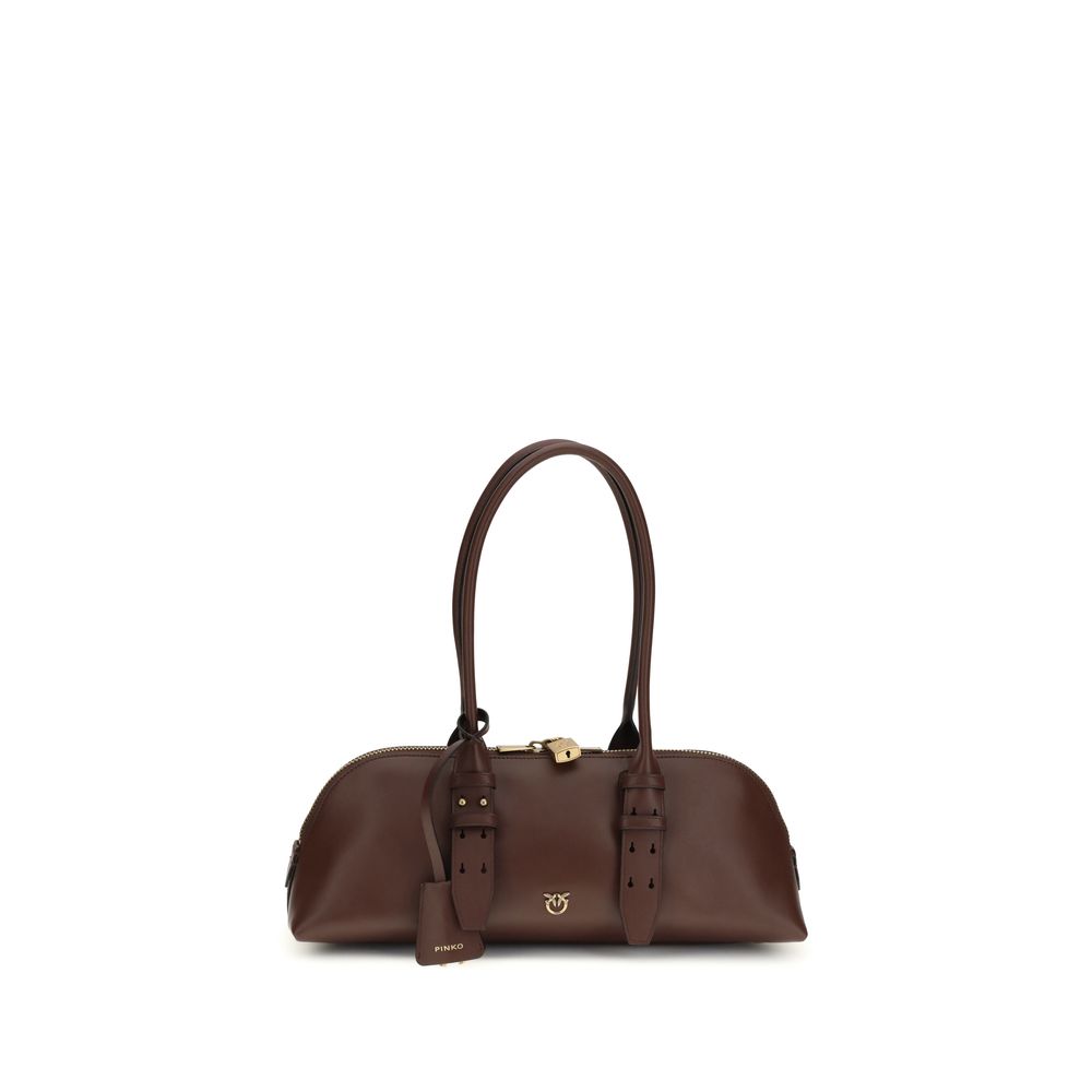 PINKO Brown Calf Leather Shoulder Bag nan