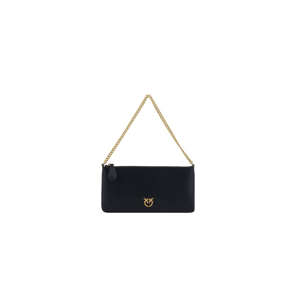 PINKO Black Calf Leather Shoulder Bag nan