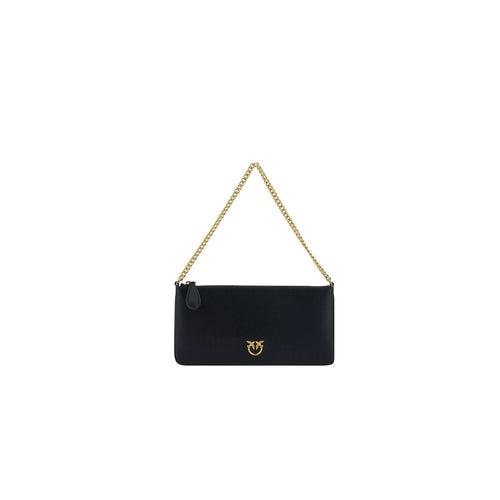 PINKO Black Calf Leather Shoulder Bag nan