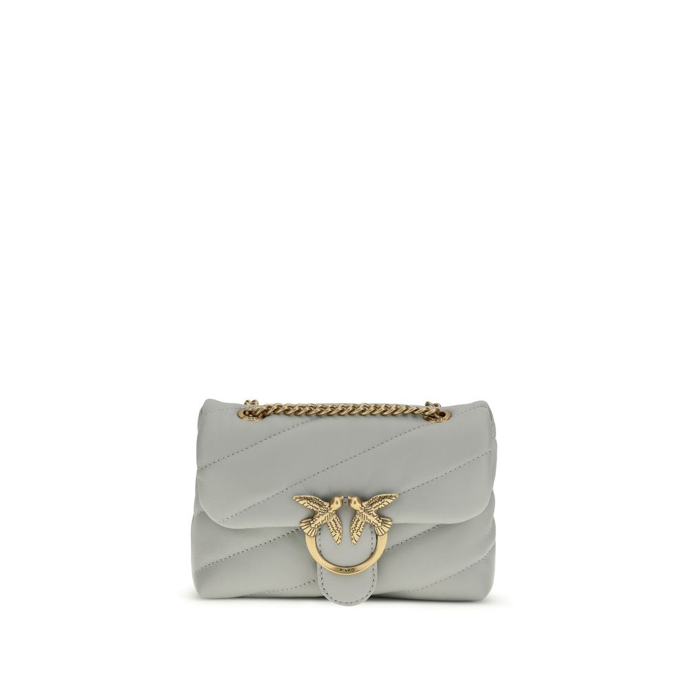 PINKO Gray Calf Leather Shoulder Bag nan