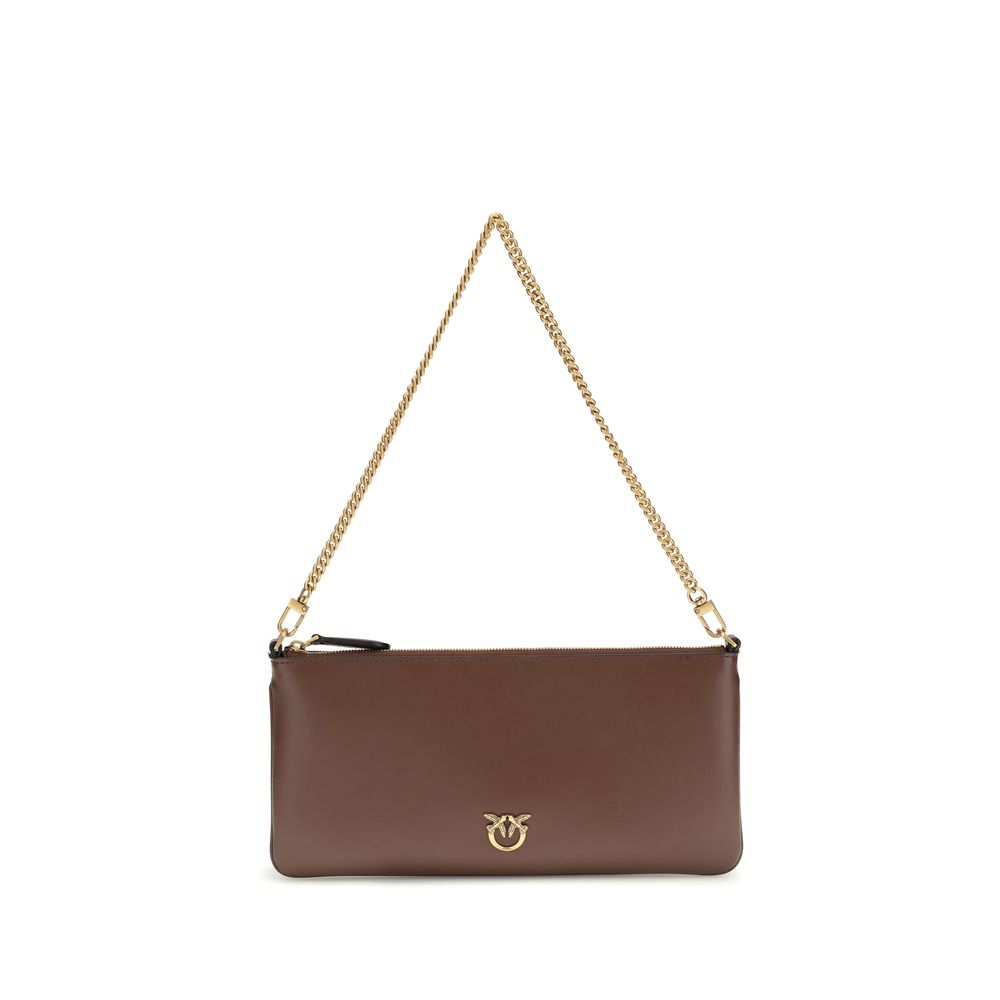 PINKO Brown Calf Leather Shoulder Bag nan