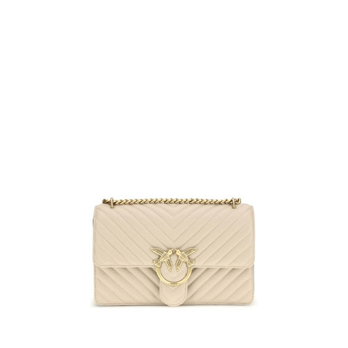 PINKO Beige Calf Leather Shoulder Bag nan