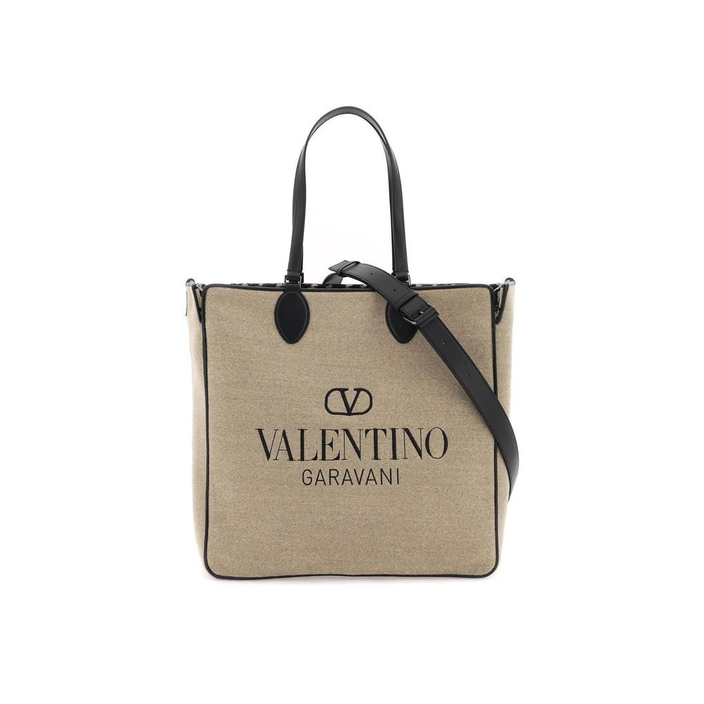 Valentino Garavani Beige Wool Tote Bag nan