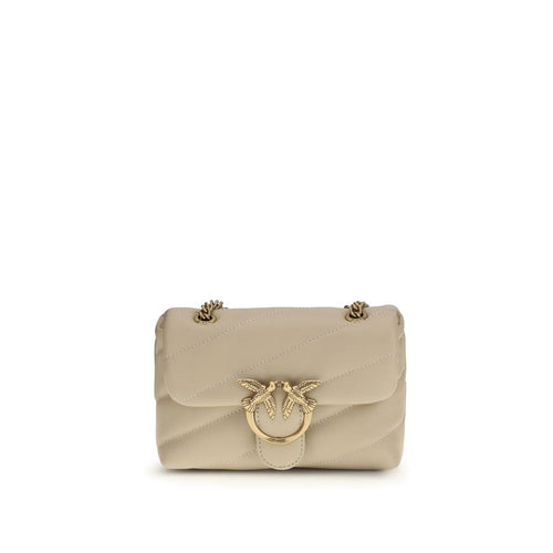 PINKO Beige Calf Leather Shoulder Bag nan