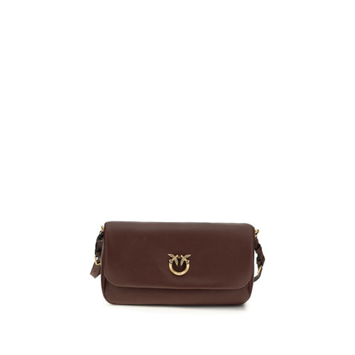 PINKO Brown Calf Leather Shoulder Bag nan