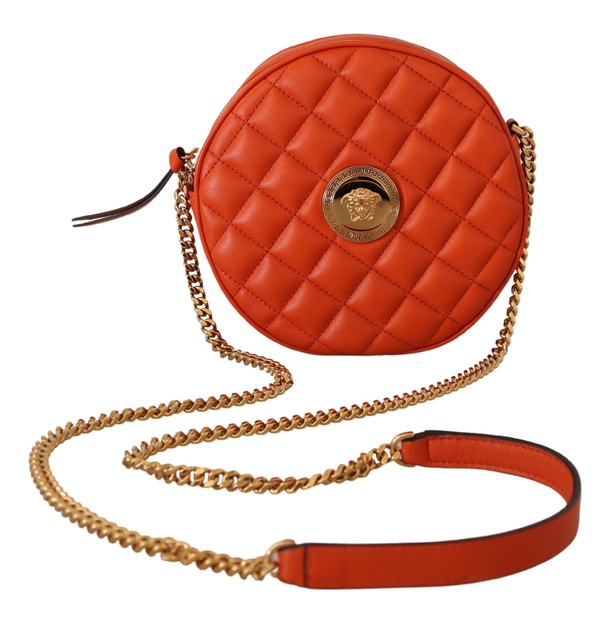 Versace Red Nappa Leather Medusa Round Crossbody Bag nan
