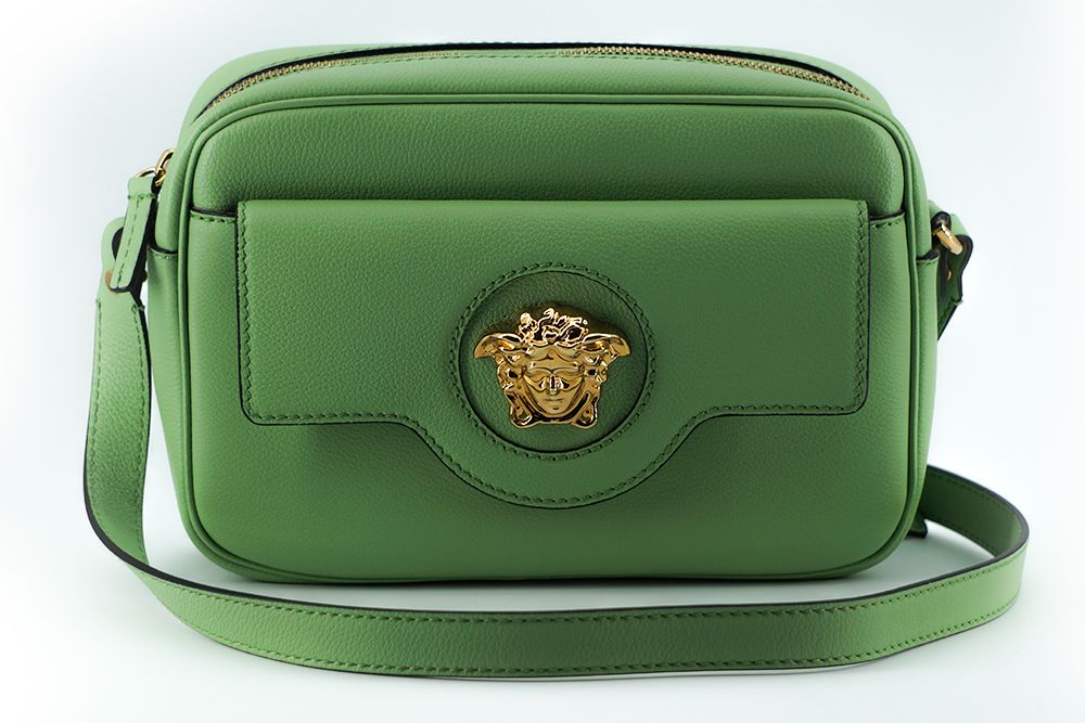 Versace Mint Green Calf Leather Camera Shoulder Bag nan