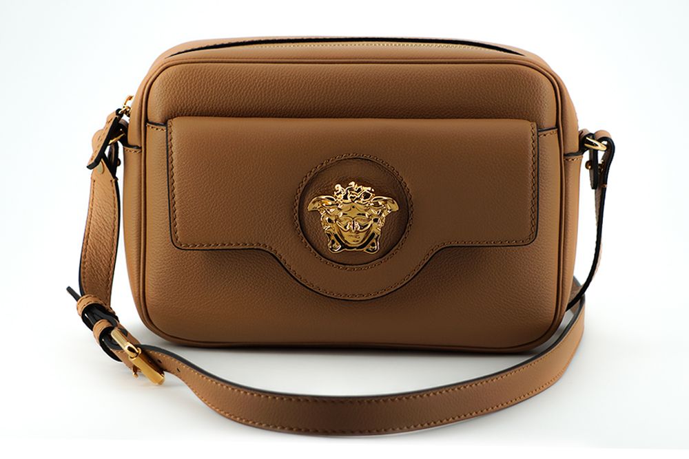Versace Brown Calf Leather Camera Shoulder Bag nan