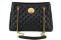 Versace Black Quilted Nappa Leather Medusa Tote Handbag nan