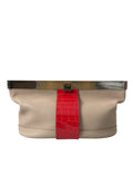 Balenciaga Beige Red Two Tone Exotic Leather Pouch Bag nan