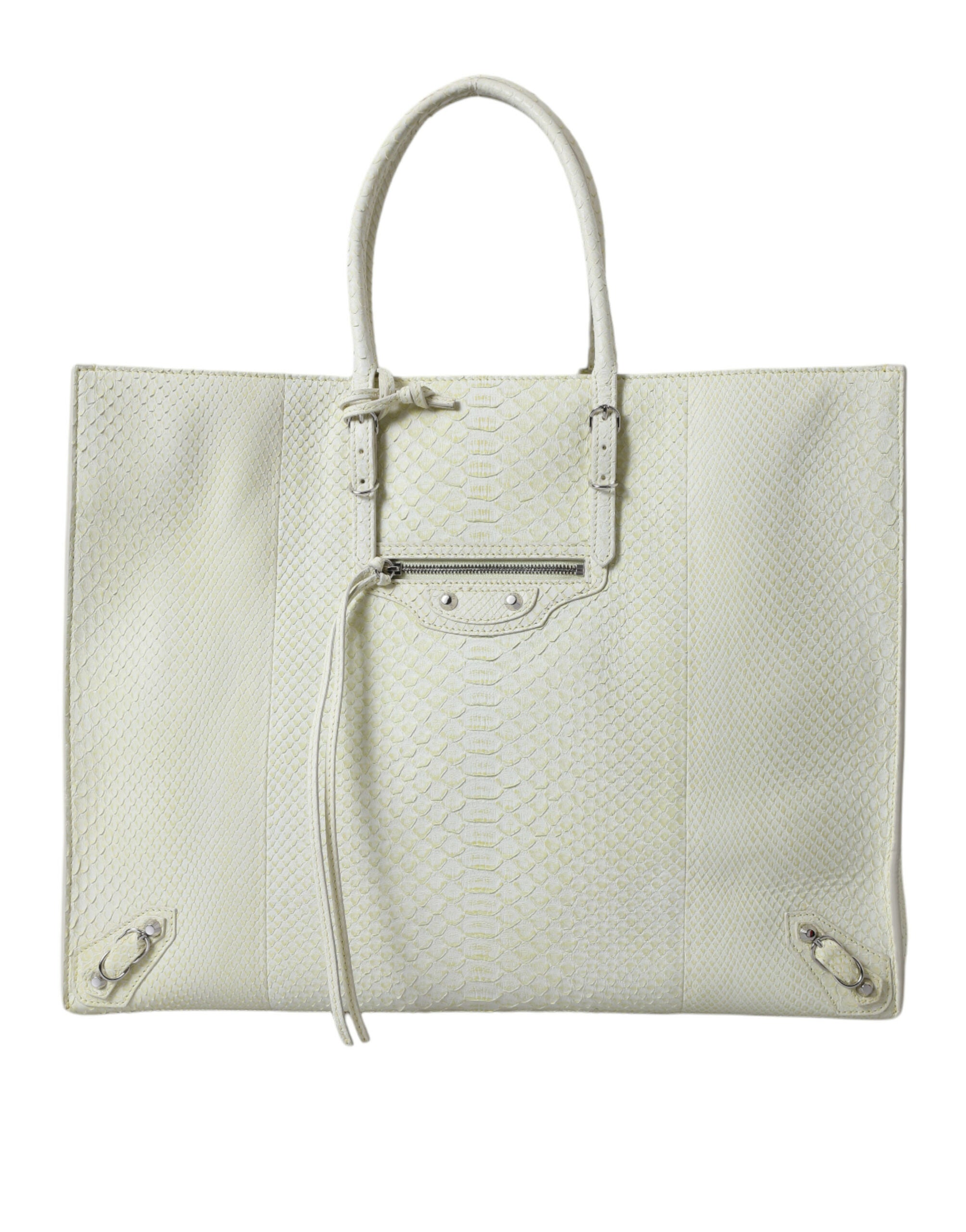 Balenciaga White Yellow Exotic Skin Leather Shopping Tote PAPIER Bag nan