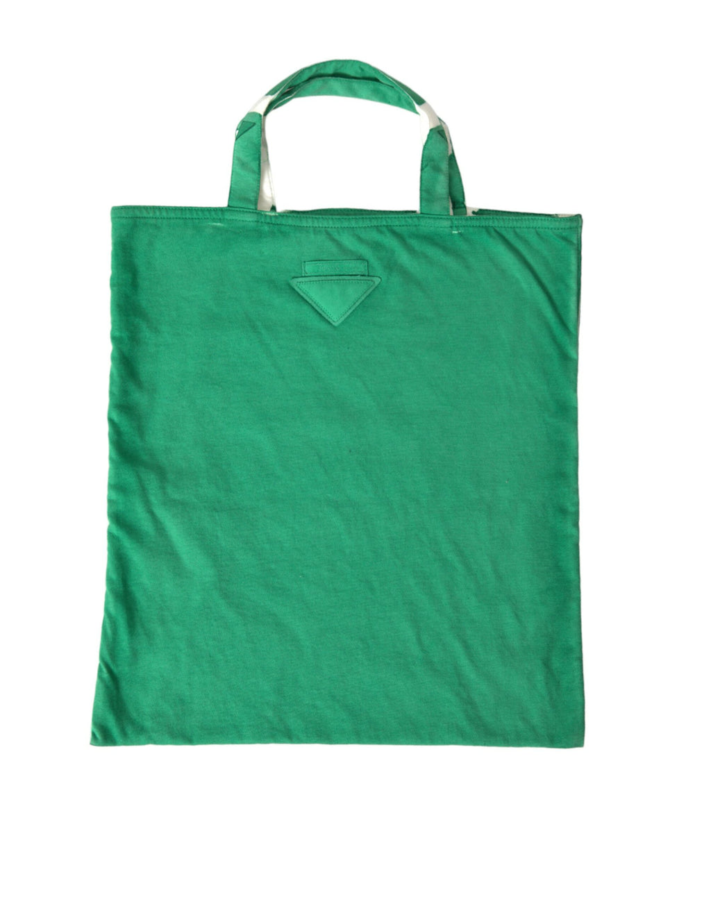 Prada Green Jersey Fabric Logo Shoulder Shopping Tote Shopping Bag nan