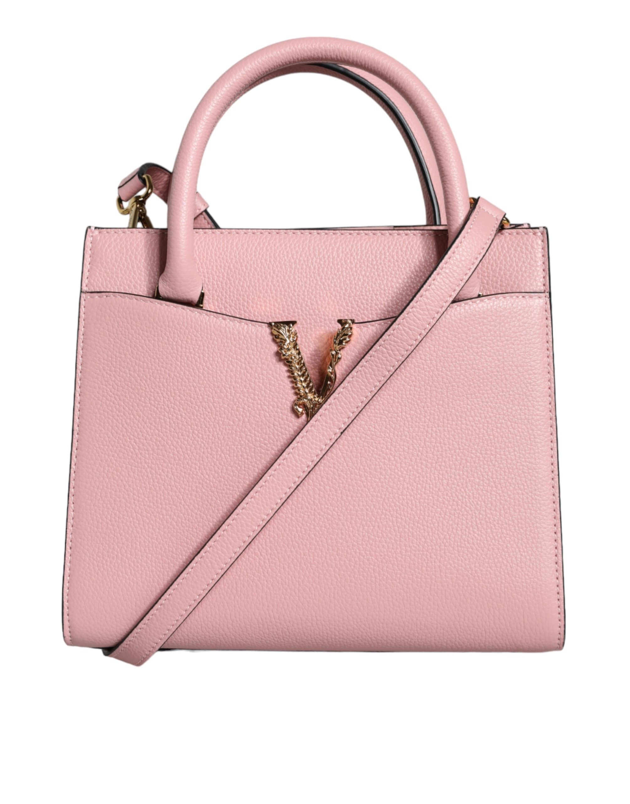 Versace Pink Small Top Handle Grainy Calf Leather Crossbody Bag nan