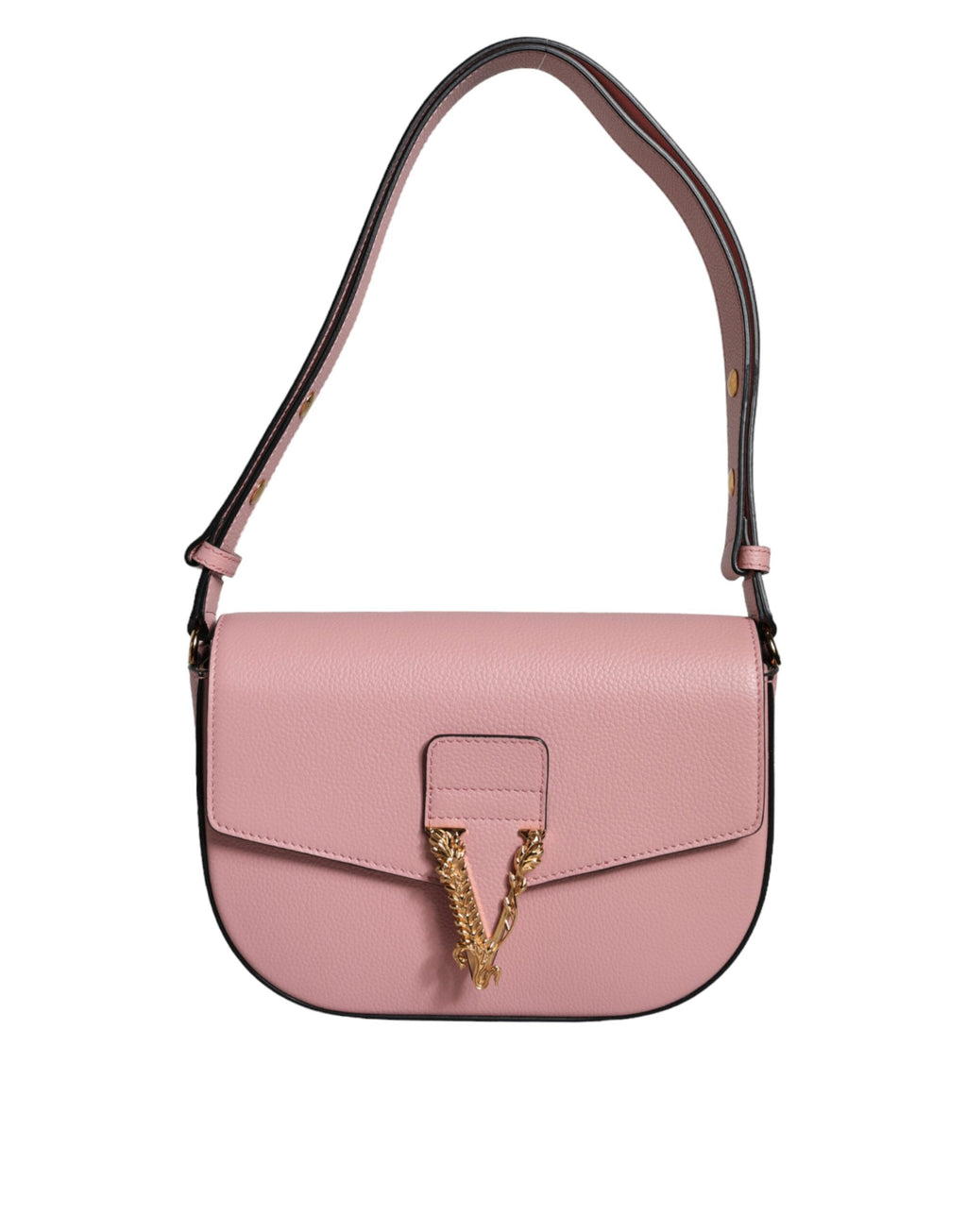 Versace Pink Grainy Calf Leather Logo Crossbody Shoulder Bag nan