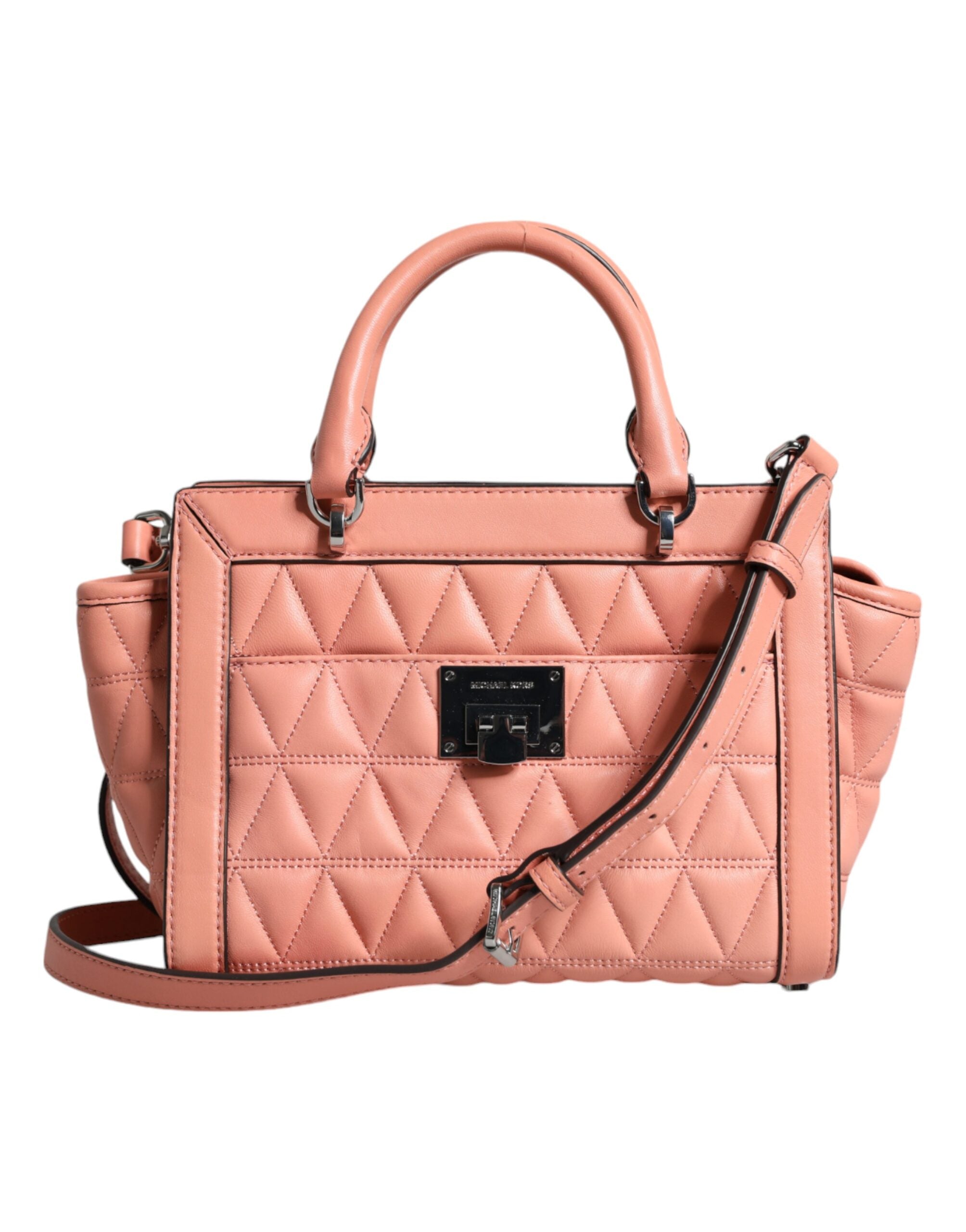 Michael Kors Peach Quilted Leather Logo Crossbody VIVIANNE Messenger Bag nan