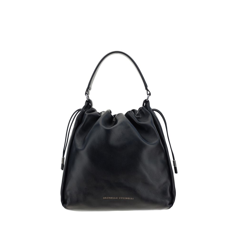 Brunello Cucinelli Black Calf Leather Shoulder Bag nan