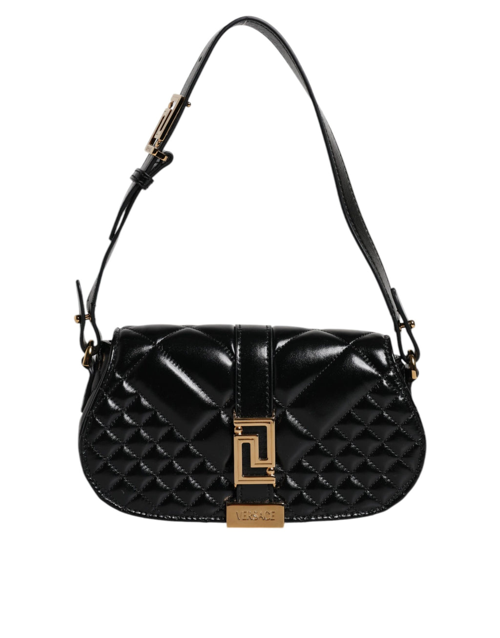 Versace Black Calf Leather Quilted Shoulder Strap Bag nan