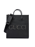 Gucci Black Leather Logo Medium Tote Bag nan
