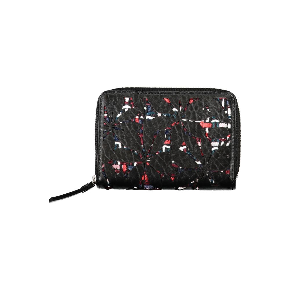 Desigual Elegant Black Zip Wallet with Contrasting Accents nan