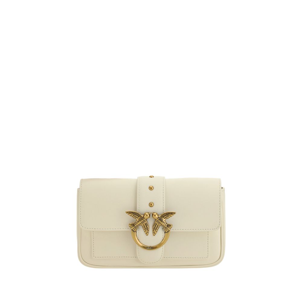 PINKO White Calf Leather Shoulder Bag nan