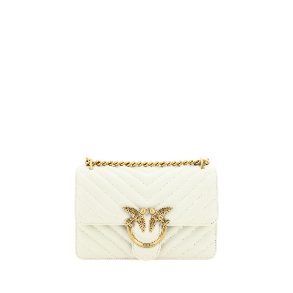 PINKO White Calf Leather Shoulder Bag nan
