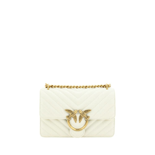 PINKO White Calf Leather Shoulder Bag nan
