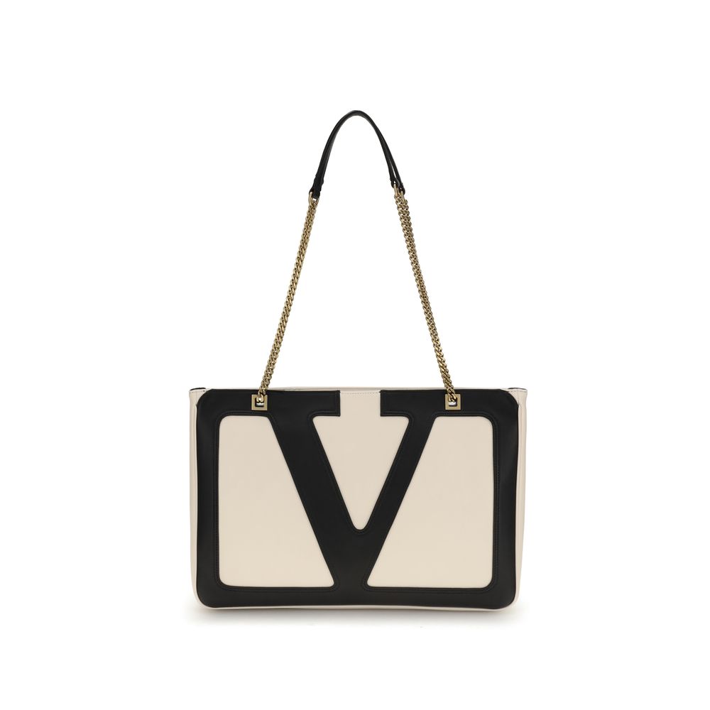 Valentino Garavani Cream Calf Leather Shoulder Bag nan
