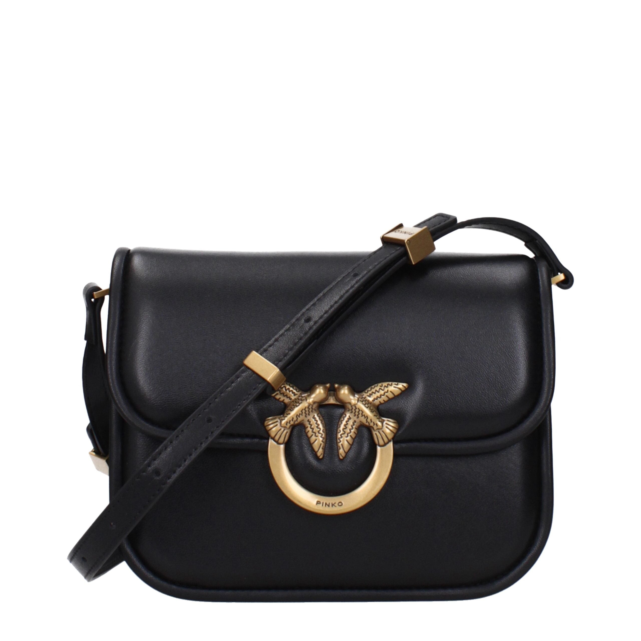 PINKO Black Leather Crossbody Bag