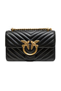 PINKO Black Leather Love One Mini Shoulder Bag nan