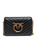 PINKO Black Leather Love Click Mini Shoulder Bag nan