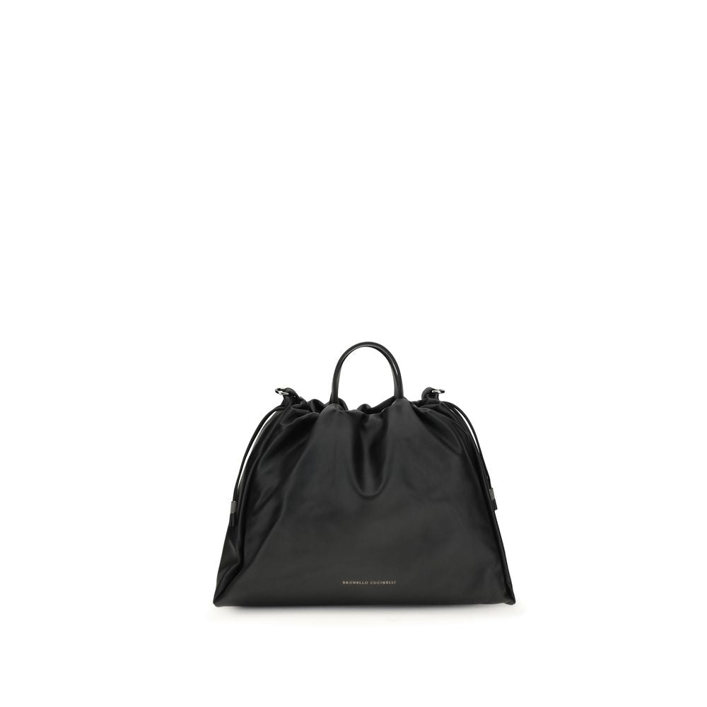 Brunello Cucinelli Black Calf Leather Shoulder Bag nan