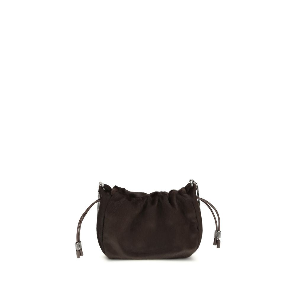 Brunello Cucinelli Brown Fur Shoulder Bag nan